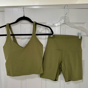 Lululemon Athletica Align Tank and Shorts Set in Bronze Green